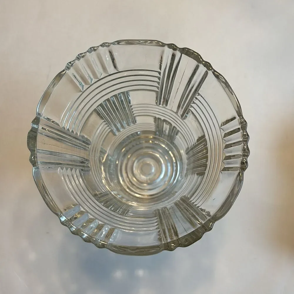 Vintage Anchor Hocking Clear Basket Weave Glass Vase Prismatic Criss Cross